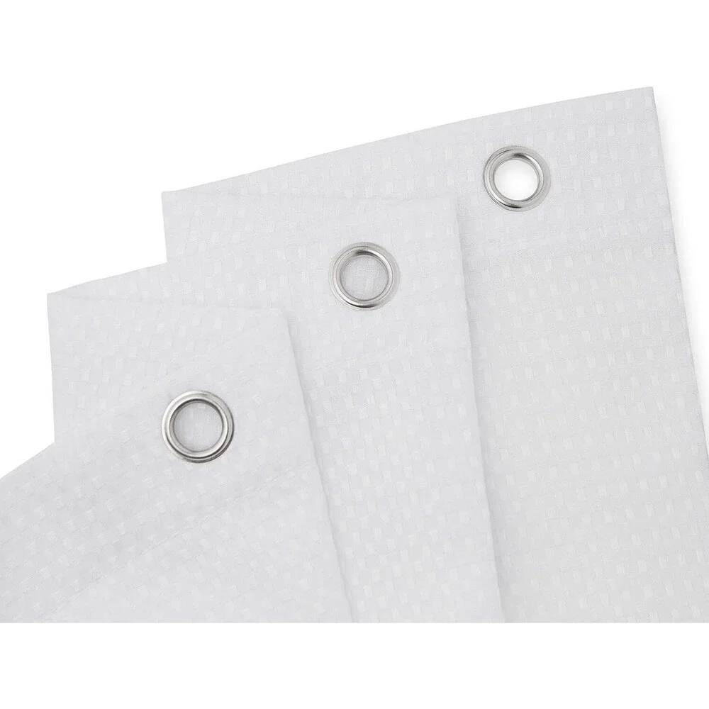 Modern Fabric Shower Curtain w/Rust-Proof Curtain Hooks, Heavy-Duty, 72x72 WHITE